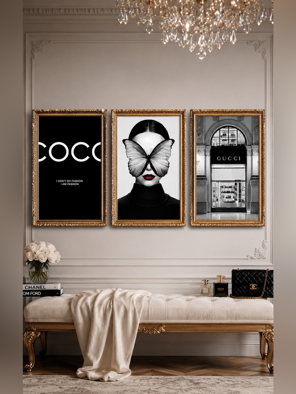 Designer Fashion Print Set of 3 | Coco Chanel Celine Dior Wall Art | 8x10